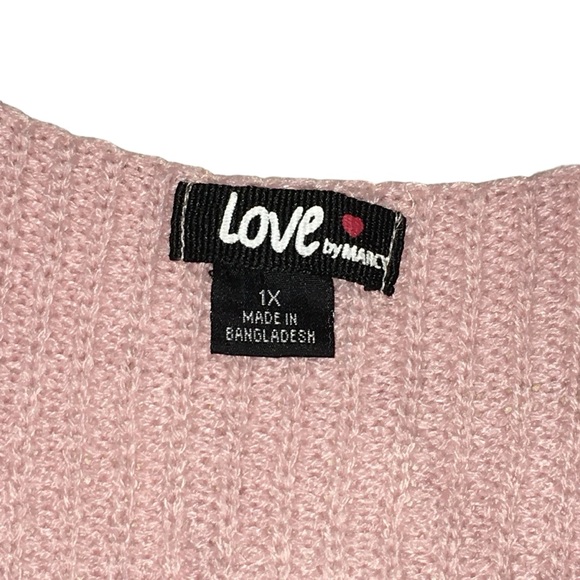 Love by Marcy Pink Twist Front Faux Pearl V-Neck Lightweight Sweater Women’s 1X - Picture 9 of 12